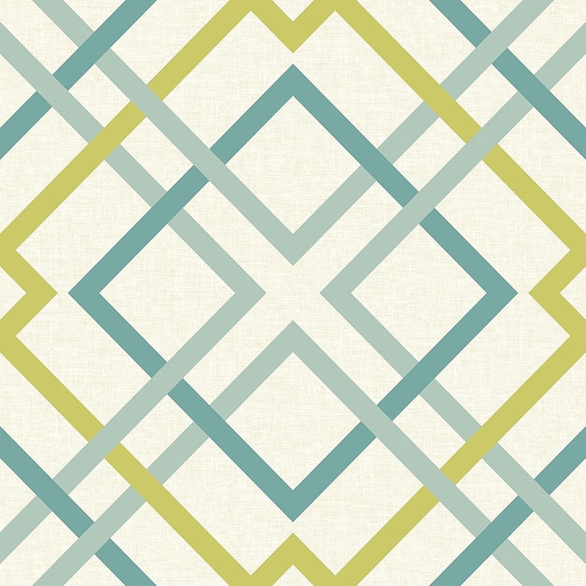 Turkusowo-niebiesko-zielona i biała diamentowa krata geometryczna, niebieska i żółta geometryczna Tapeta na telefon HD