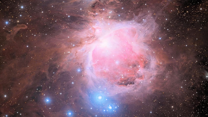 Orion Jasnoróżowy Mgławica Gwiazdy Galaktyka Przestrzeń Niebo Ciemne Tło Przestrzeń Tapeta HD