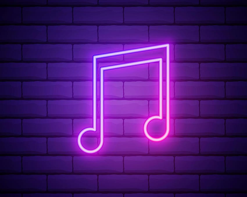 Neon music note on the brick wall, vector Eps 10 illustration 3484892 Vector Art at Vecteezy, Neon Music Notes HD wallpaper