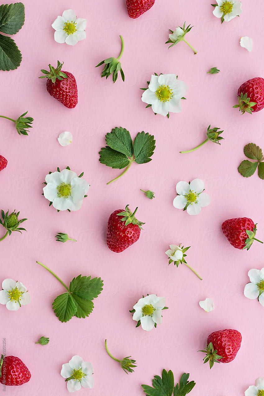 Strawberry Background, Pastel Strawberry HD phone wallpaper