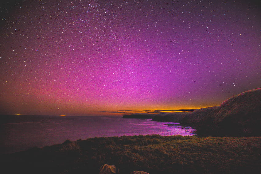 ธรรมชาติ ทะเล ดาว กลางคืน ฝั่ง ธนาคาร ท้องฟ้าเต็มไปด้วยดวงดาว วอลล์เปเปอร์ HD