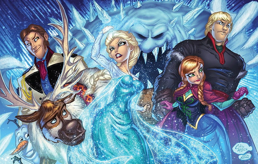 Frozen, Anna, art, Elsa, Olaf, Sven, Kristoff, Hans, Marshmallow for , section арт HD wallpaper