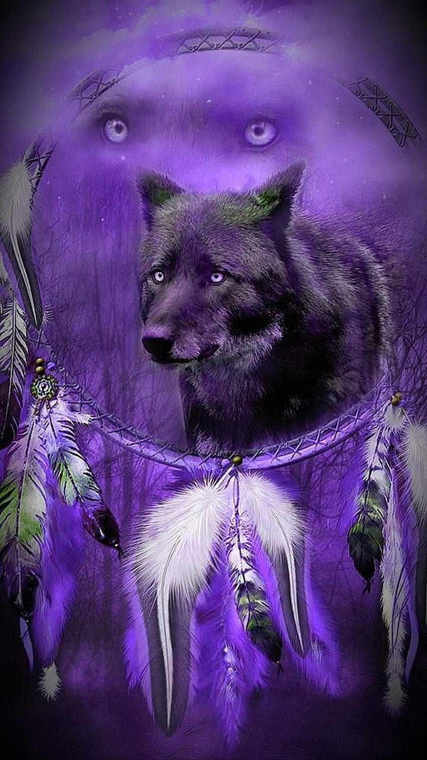 Lisa Green di penangkap mimpi. serigala lucu, hewan roh serigala, fantasi seni serigala wallpaper ponsel HD