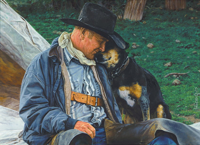 Freunde fürs Leben, Hund, Cowboy, Malen, Freunde HD-Hintergrundbild