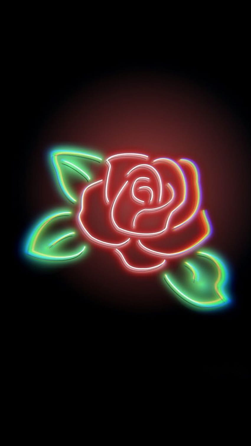 Neonowa ciemna róża, śliczna, estetyczna chroma. Róża, Neon, Śliczne święta, Estetyczny Śliczny Neon Tapeta na telefon HD