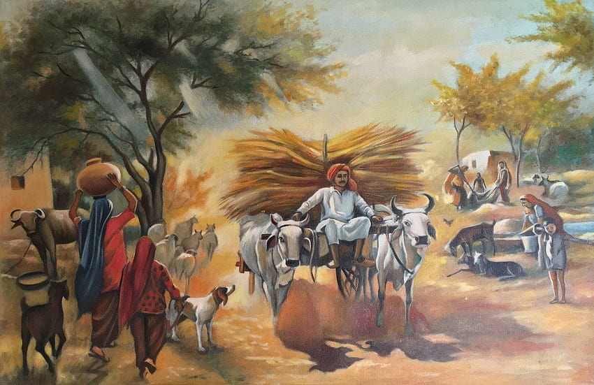 Pintura de pueblo. Explorar colección, Indian Village fondo de pantalla