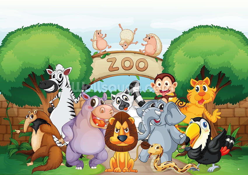 Cartoon Zoo สัตว์ในสวนสัตว์ วอลล์เปเปอร์ HD