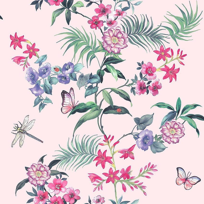 Carmen Soft Pink Tropical Floral - Lancashire & Paint Company HD phone wallpaper