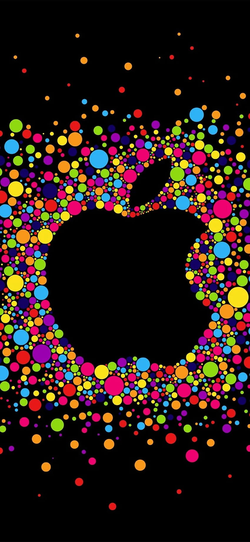 Colorful Circles, Apple Logo, Black Background IPhone 11 XR , Background HD phone wallpaper