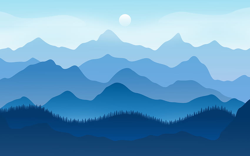 abstract mountains, abstract landscapes, creative, mountains silhouettes, nightscapes, mountains minimalism HD wallpaper