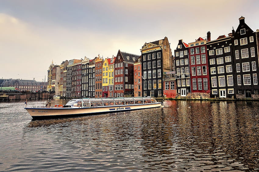 Градове, реки, град, сграда, Холандия, Амстердам, столица HD тапет