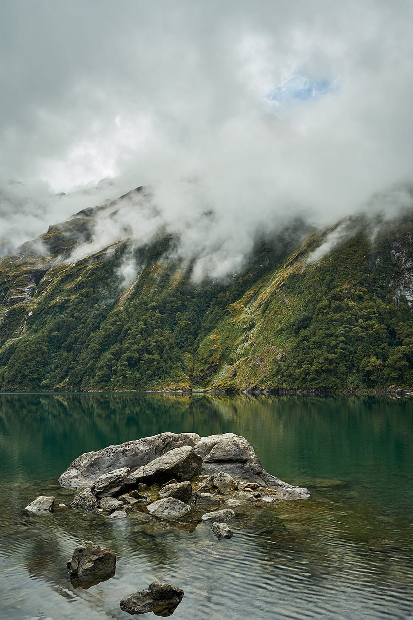 Alam, Batu, Batu, Gunung, Danau, Selandia Baru, Kabut, Batu wallpaper ponsel HD