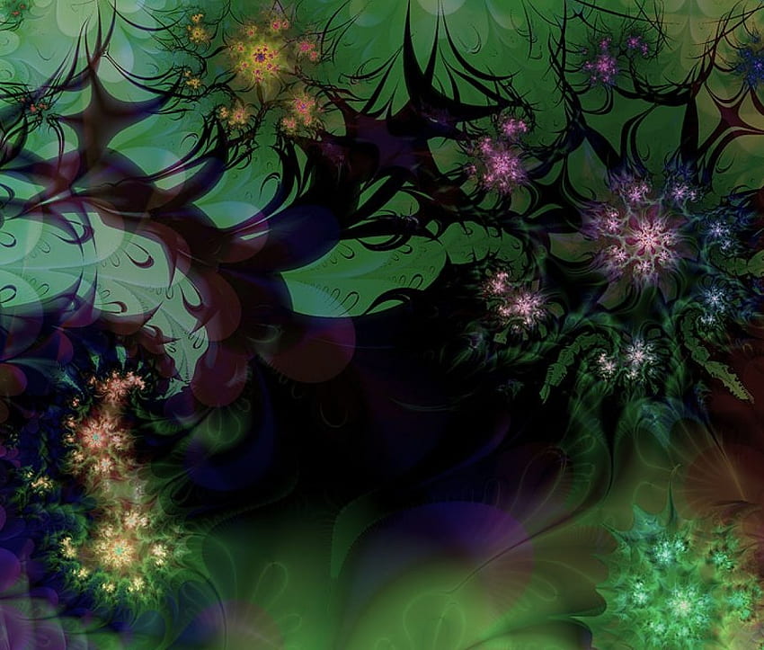 Fractal Fantasy, woods, fractals, landscape, trees, fractal HD wallpaper