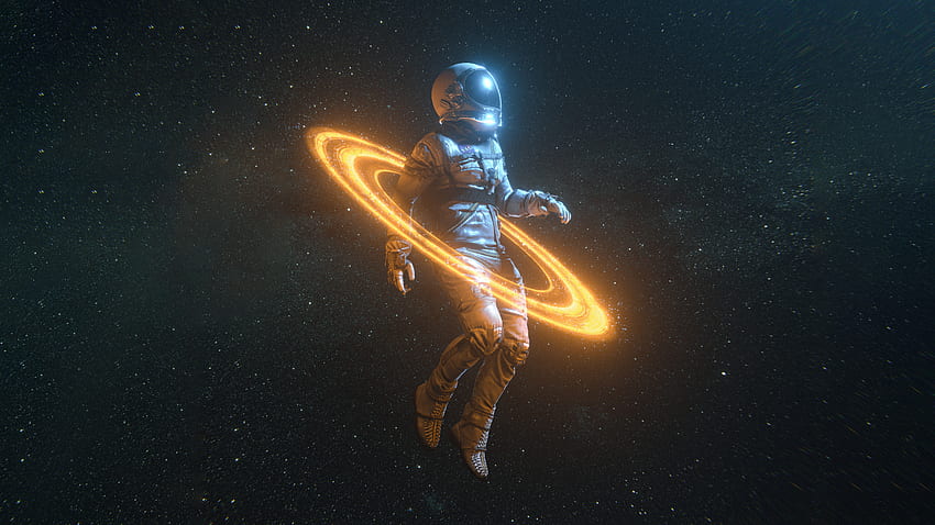 Saturnringe & NASA-Astronaut, Weltraum, Kunst HD-Hintergrundbild