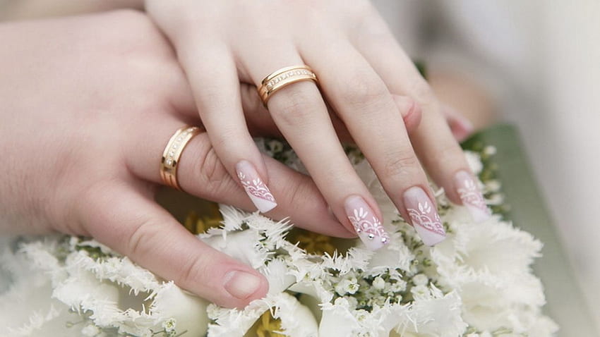 Hands Nails Fingers Couple Wedding HD wallpaper