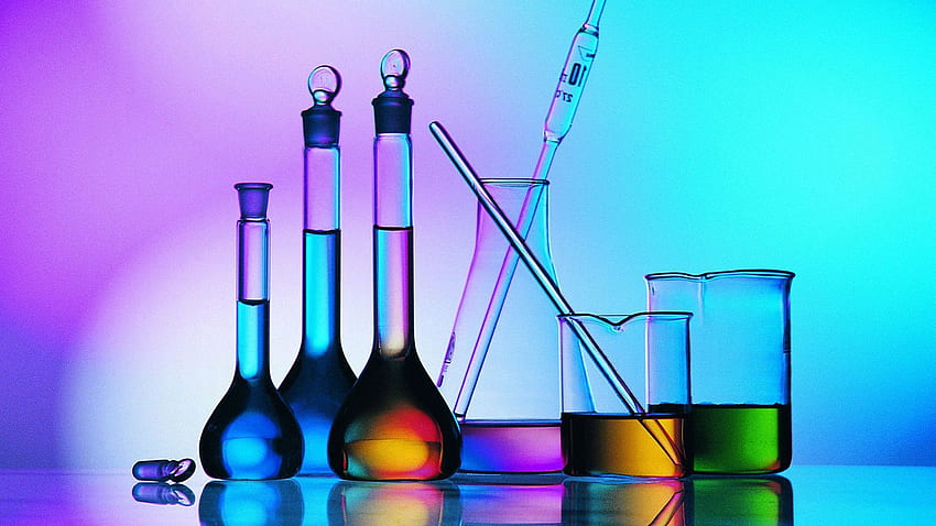 Science background illustration, scientific design. Flasks, glass and  chemistry, physics elements. Generative AI Stock Illustration | Adobe Stock