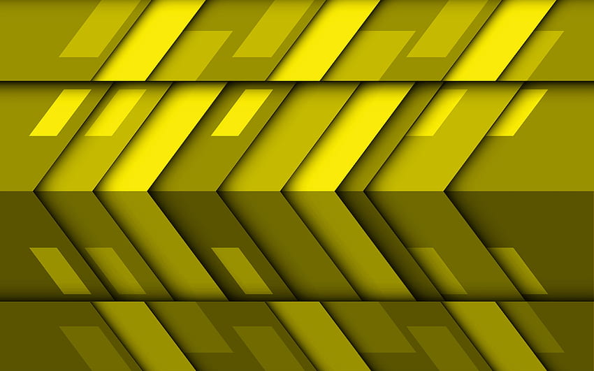 frecce gialle, design materiale, creativo, giallo geometrico Sfondo HD