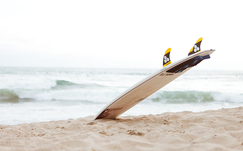 : Deska surfingowa na plaży Tapeta HD