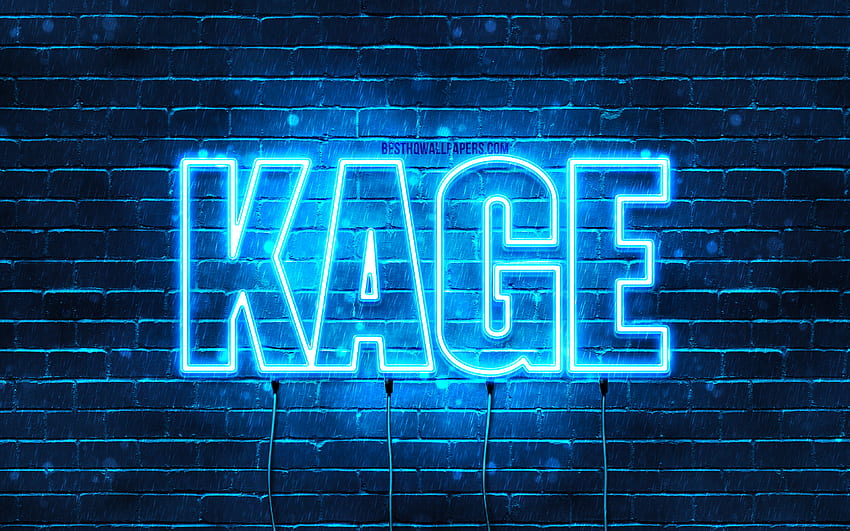 Happy Birtay Kage, , blue neon lights, Kage name, creative, Kage Happy Birtay, Kage Birtay, popular japanese male names, with Kage name, Kage HD wallpaper