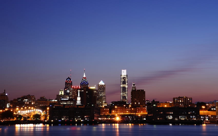 Philadelphia, Sea, City, City Lights, Night - Philadelphia City On Night, Philadelphia Christmas HD wallpaper