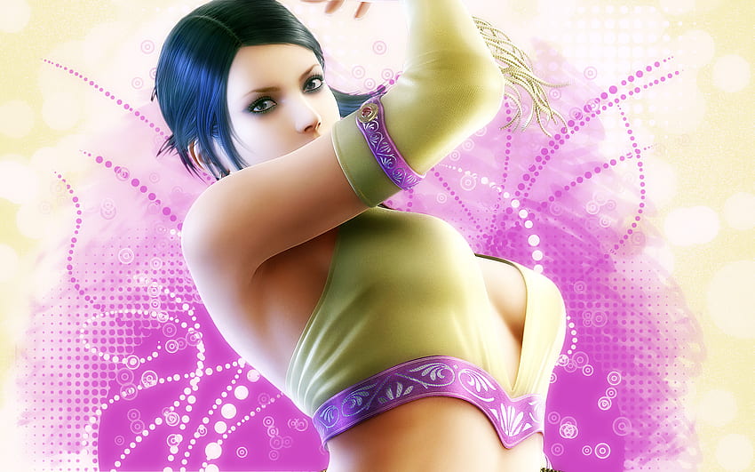 Zafina, große Brüste, Videospiele, kurze Haare, schwarze Haare, grüne Augen, Tekken HD-Hintergrundbild