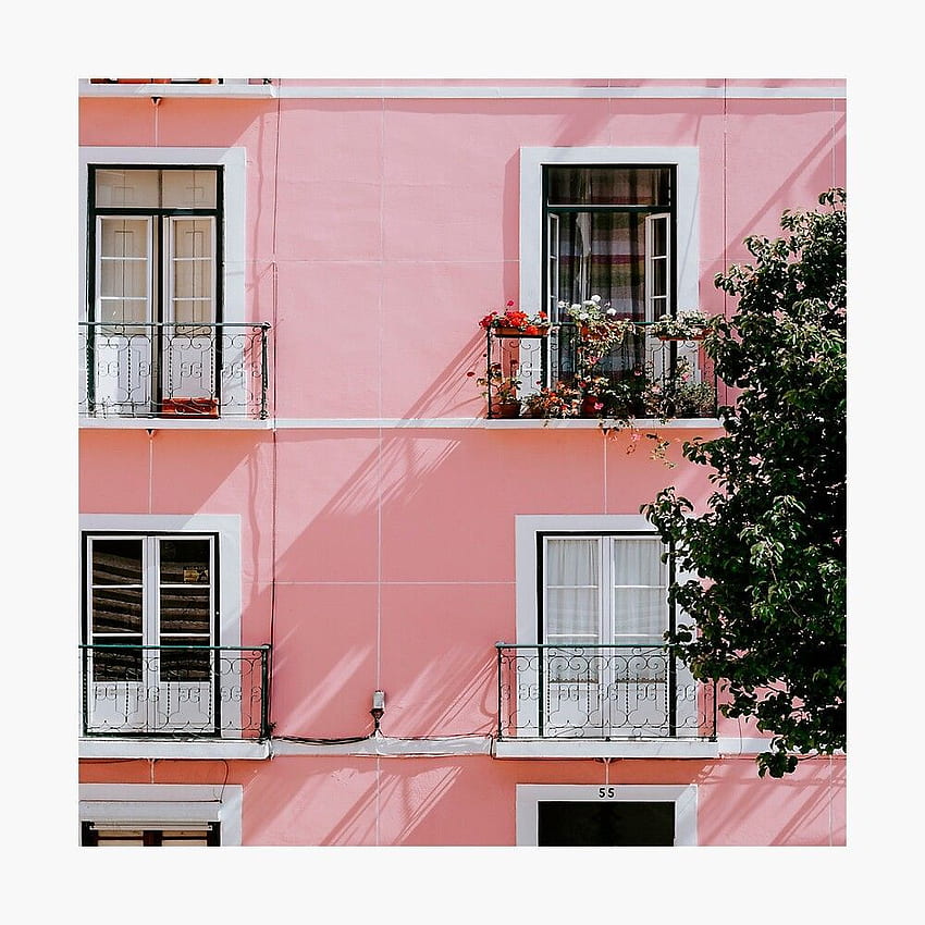 Architecture Puzzle Pink Wall House graphic Print by TravelHappiness. iPhone preppy, iPad pro , Preppy HD phone wallpaper
