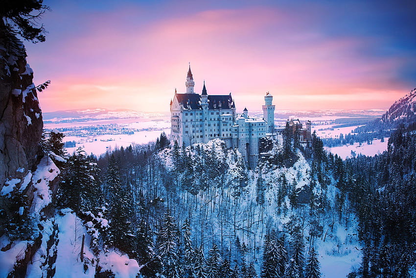Kastil Jerman Musim Dingin R Kota Neuschwanstein, Musim Dingin Eropa Wallpaper HD