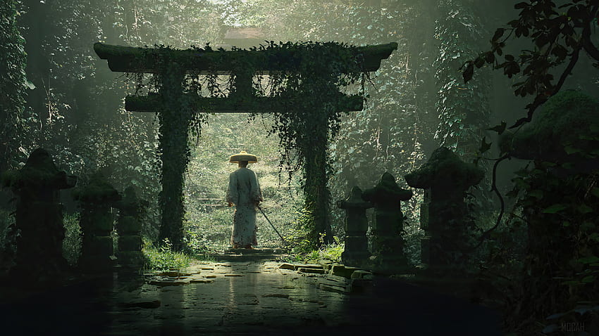 Samurai, Fantasía, Torii, Puerta Japonesa, Torii Japonés fondo de pantalla