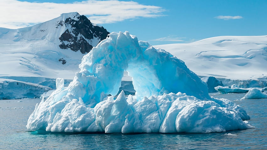 Gunung Es Biru, musim dingin, laut, biru, alam, gunung es, es Wallpaper HD