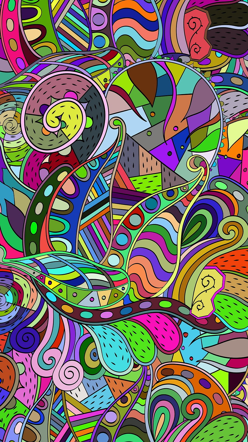 Doodles, Muster, bunt – Cooler Hintergrund, Doodle Art HD-Handy-Hintergrundbild