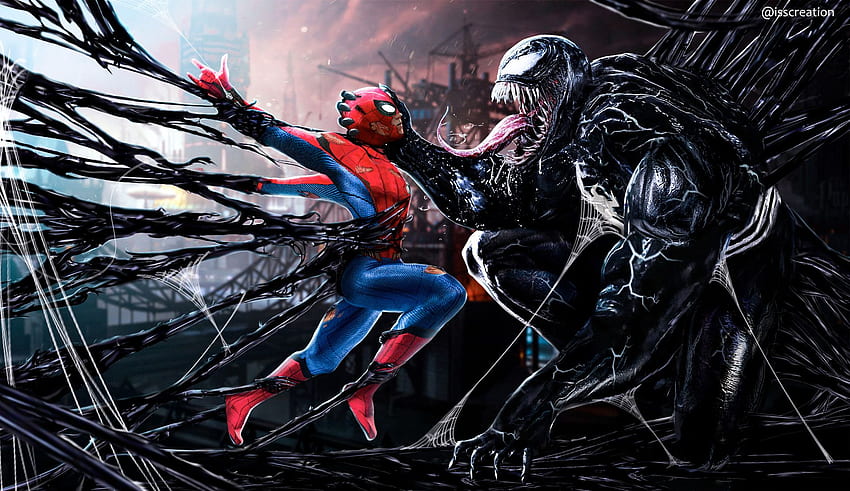 Spiderman vs. Venom Digital Art, Superhelden, Spider-Man vs. Venom HD-Hintergrundbild