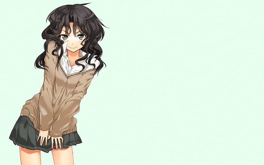 Female anime character with black curly hair and brown v, Curly Hair Cartoon  HD wallpaper | Pxfuel