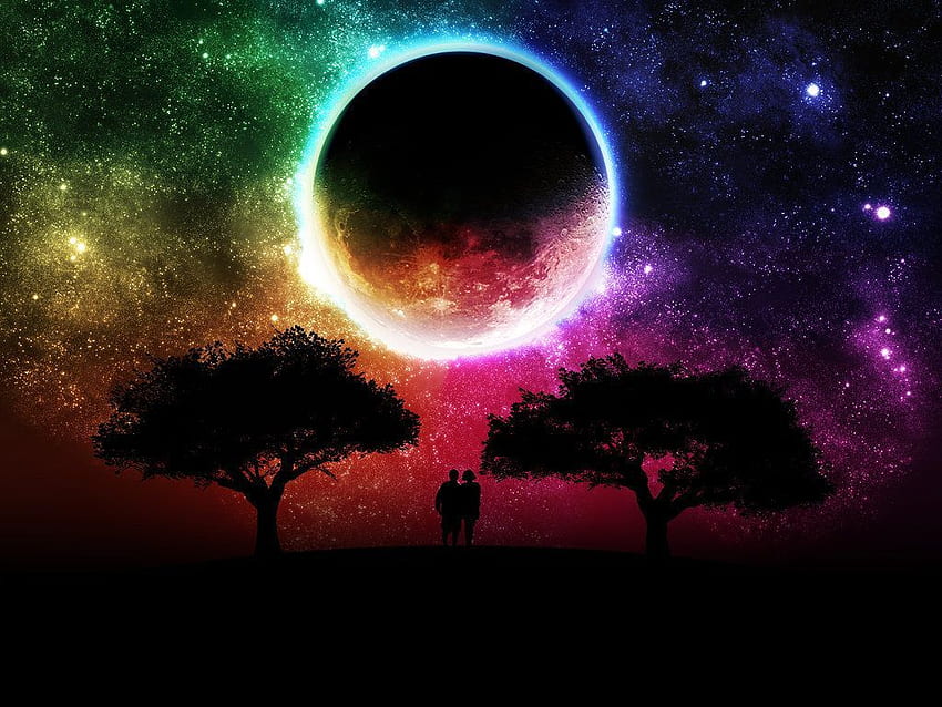 Moon : The Moon. Rainbow sky, Beautiful moon, Love, Earth Eclipse HD wallpaper