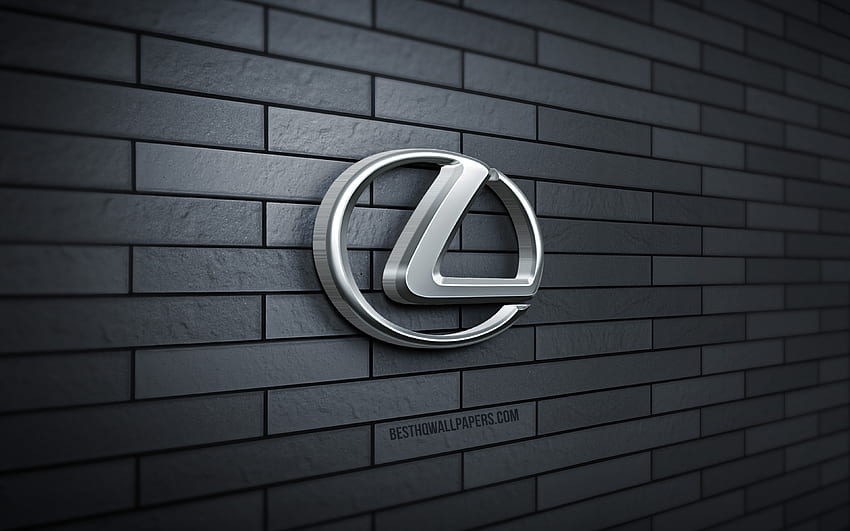 Lexus 3D logo, , gray brickwall, criativo, marcas de carros, Lexus logo, arte 3D, Lexus papel de parede HD