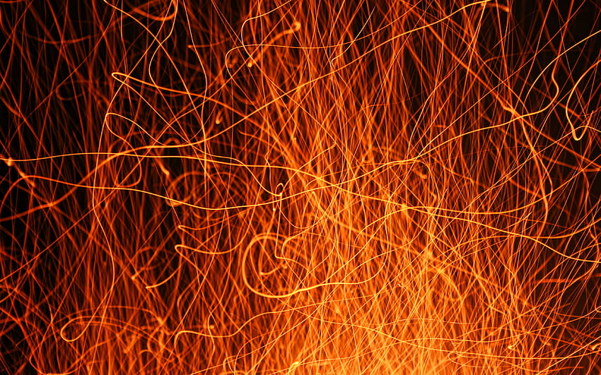 orangefarbene Neonstrahlen, Neonmuster, Feuertexturen, Makro, Neonstrahlen, Neonhintergründe, chaotische Muster HD-Hintergrundbild