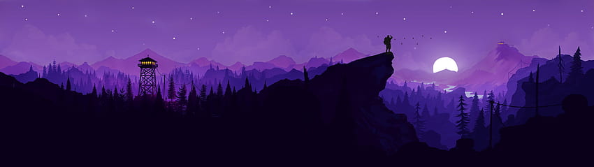 Played Around With The Firewatch Art And Made This Pretty Cool Dual Monitor [3840×1080] – Dist HD wallpaper