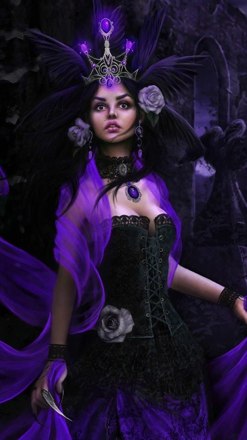 Devil Queen, Witch Queen, Purple Fantasy HD phone wallpaper