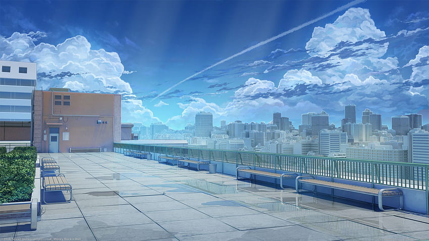 学校の屋上。 애니메이션 장면, 풍경 高画質の壁紙