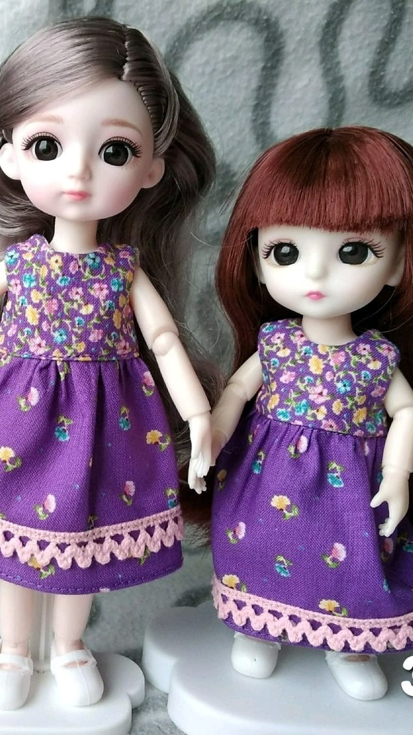 3 Friends, Cute, Purple Frock, dolls HD phone wallpaper | Pxfuel