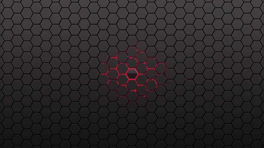 Nid d'abeille noir Android, Hex rouge Fond d'écran HD