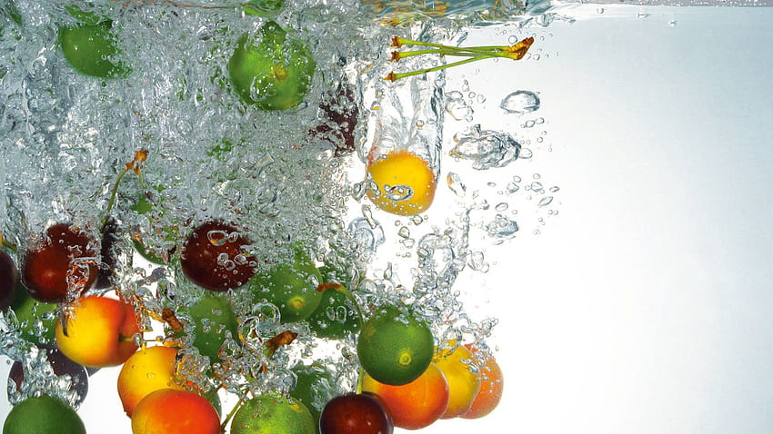 Frutas, Água, Alimentos, Spray, Queda papel de parede HD