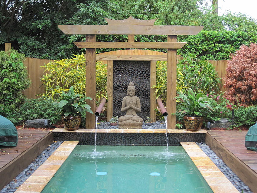 Exterior Design: Zen Garden Design In Contemporary Landscape With, Zen Fountain HD wallpaper
