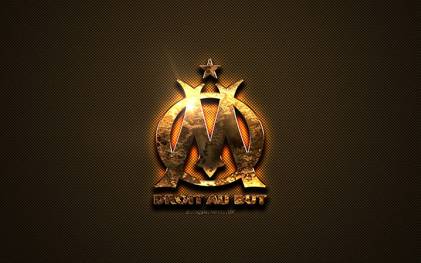 Olympique Marseille, altın logo, Fransız futbol kulübü, altın amblem, Marsilya, Fransa, Ligue 1, altın karbon fiber doku, futbol, ​​Olympique de Marseille için çözünürlük ile . Yüksek kalite HD duvar kağıdı