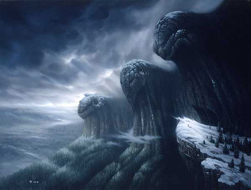 Mount of the Immortals, nieśmiertelność, abstrakcja, 3d, fantasy, chmury, niebo, góry Tapeta HD
