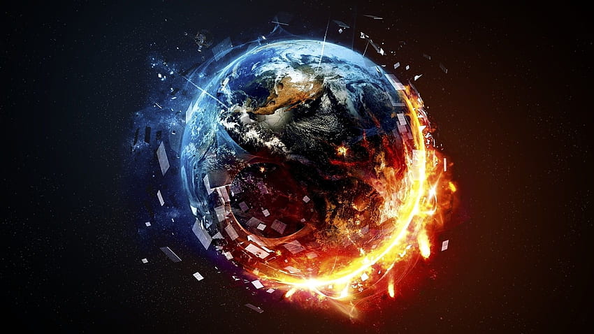 Planet destruction, fire, World Destruction HD wallpaper