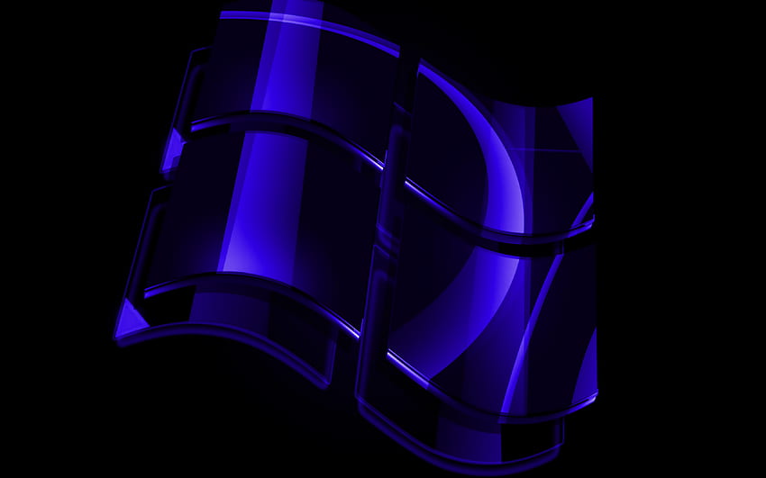 Logo bleu foncé Windows, arrière-plans bleu foncé, système d'exploitation, logo en verre Windows, illustration, logo Windows 3D, Windows Fond d'écran HD