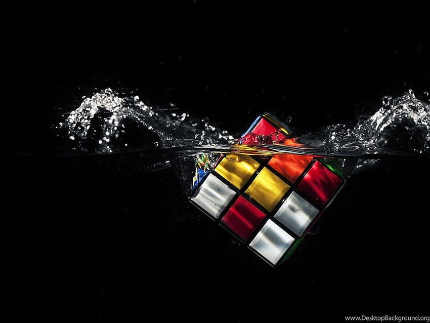 Rubik's Cube Splash In Water โดย Samuels Graphics On พื้นหลัง วอลล์เปเปอร์ HD