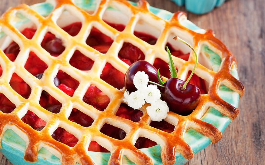 Cherry Pie, sweet, cherry, dessert, delicious, bakery, food HD wallpaper