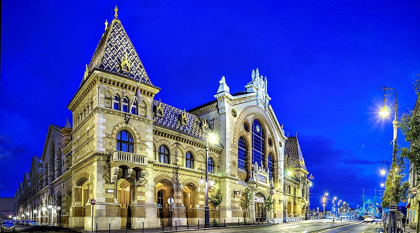 arsitektur tua yang indah di budapest, tua, kota, lampu, jalan, gedung, malam Wallpaper HD