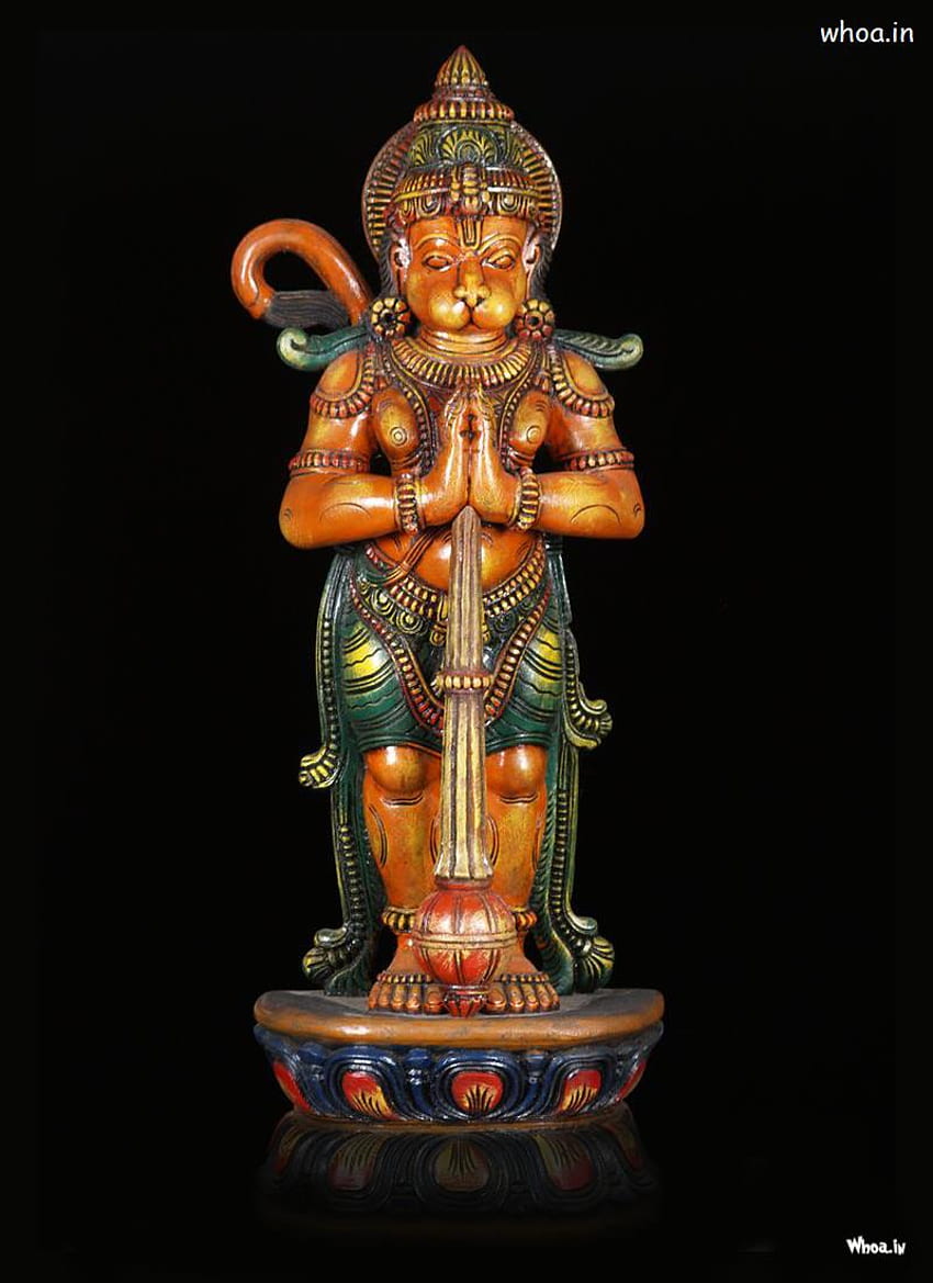 Lord Hanuman Statue With Dark Background, 3D Idols HD phone wallpaper